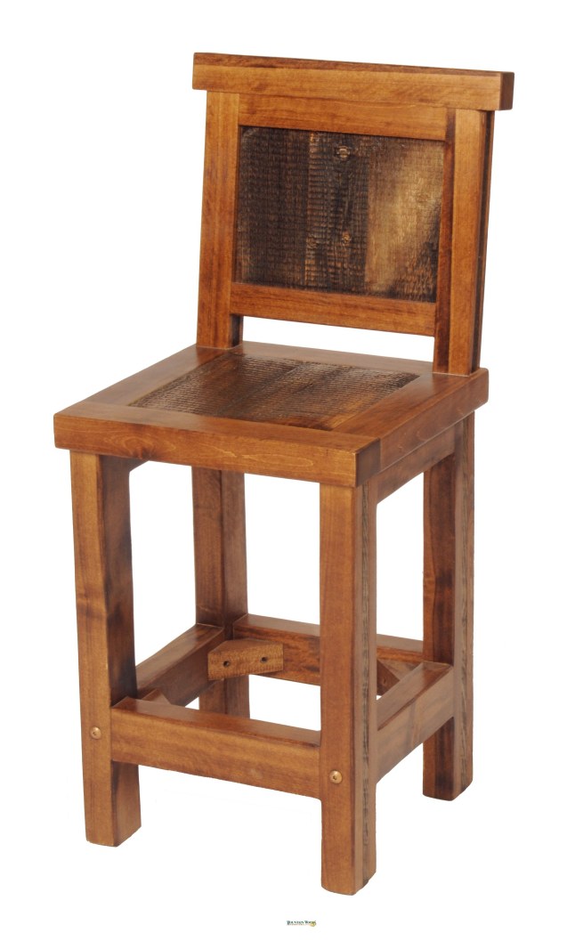 Wyoming Collection Barstool with Back Wood Seat